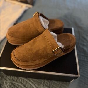 Madden Girl Brown Suede Mules